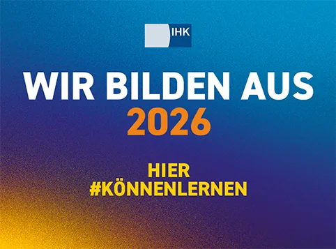 Aufkleber digital 2026 von IHK: Wir bilden aus 2026. Hier #könnenlernen