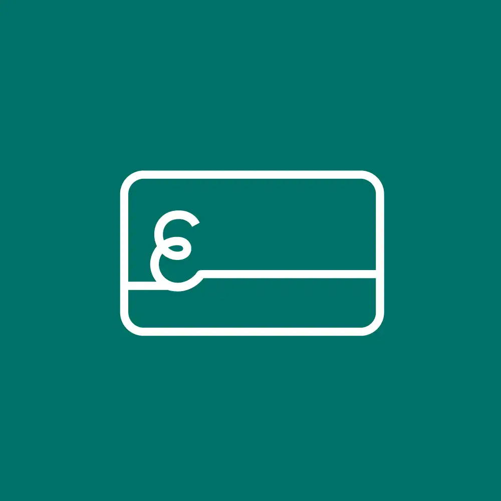 Partnerkarte - Icon von einer Plastikkarte mit "E" als Markenzeichen von Echter auf dem gründen Hintergrund.
