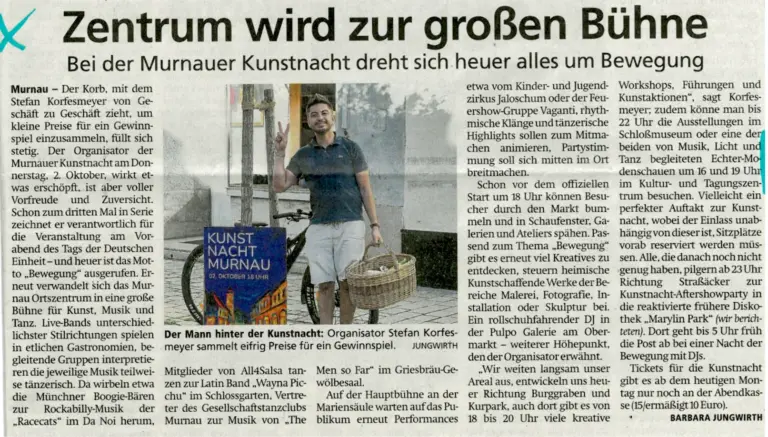 Zeitungsartikel von Münchner Merkur vom 29.09.2025 über die Kunstnacht