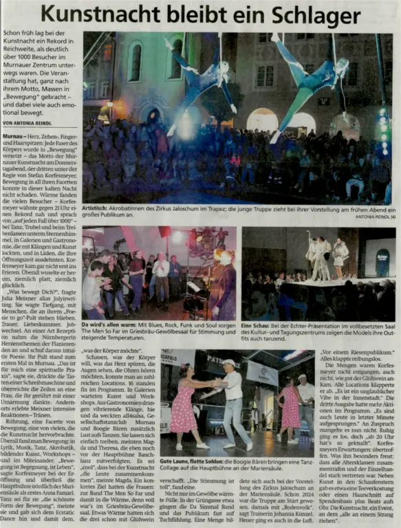 Zeitungsartikel vom Münchner Merkur 5.10.2025 über die Kunstnacht