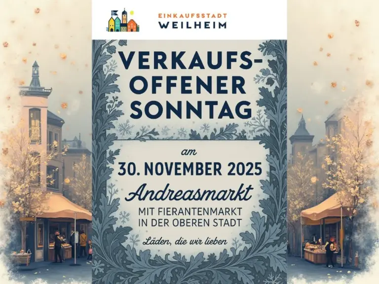 Plakat Verkaufsoffener Sonntag 30. November 2025 in Weilheim, Andreasmarkt